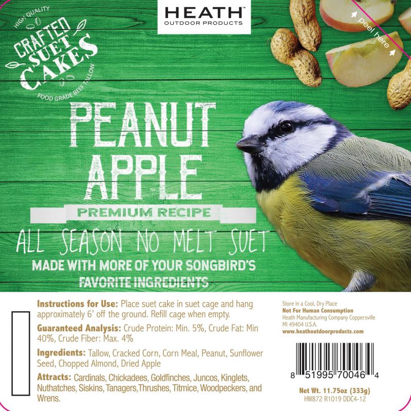 Heath DDC4-12 Crafted Suet Cake, Peanut Apple, 11.75 oz