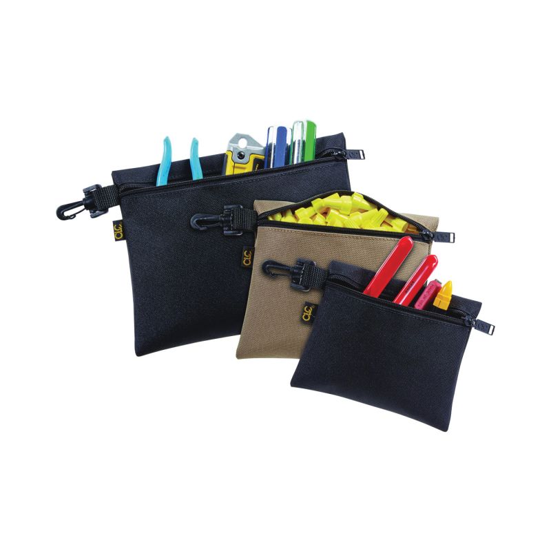 CLC Tool Works Series 1100 Zipper Bag, 1-Pocket, Polyester, Black/Khaki Black/Khaki