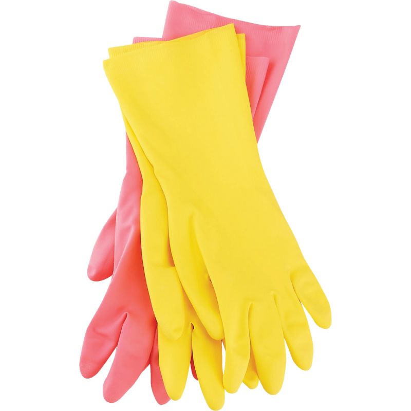 Soft Scrub 2-Pair Pack Latex Rubber Glove L, Yellow