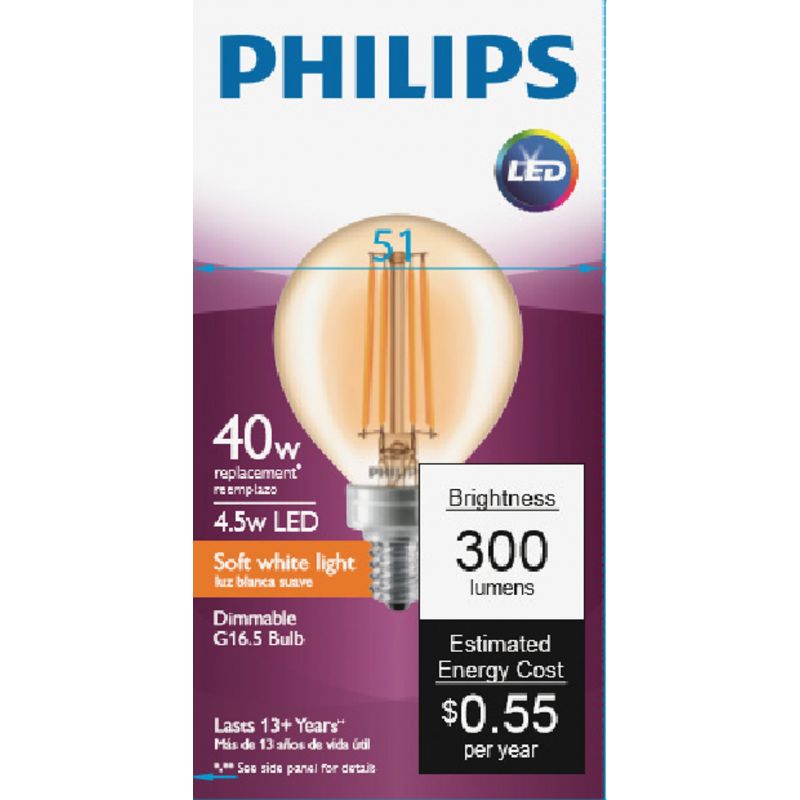 Philips Vintage Edison G16.5 Candelabra LED Decorative Light Bulb