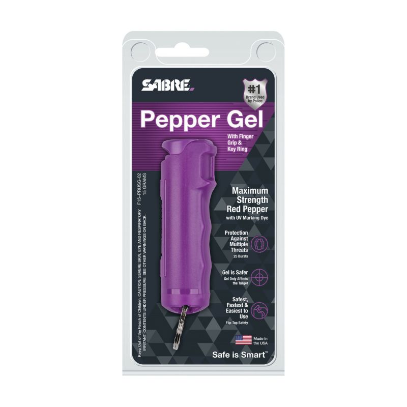 Sabre F15-PRUSG-02 Pepper Spray Key Ring, 0.54 oz Can, Pungent, 1/CD Lavender