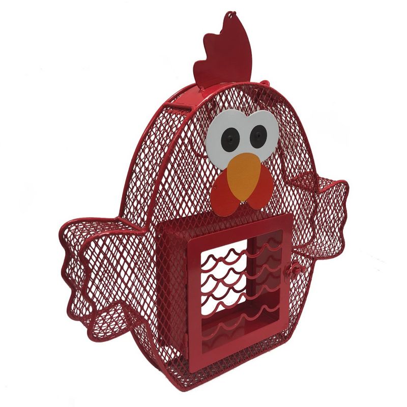 Heath 21804 Suet and Seed Cake Feeder, Whimsical Chicken, 2 lb, Steel, Hanging