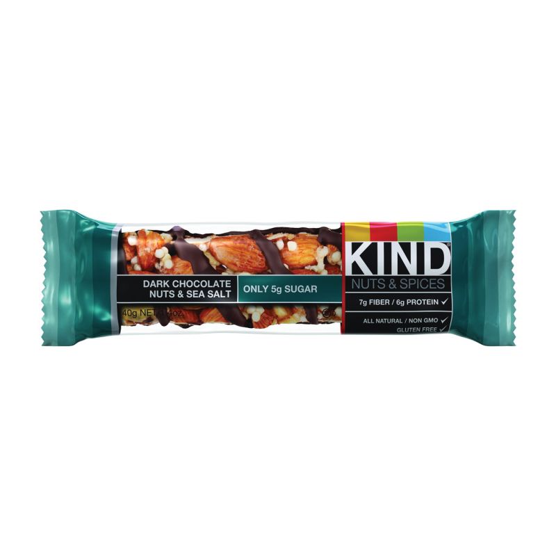 Kind KINDDCNS12 Nut and Spices Bar, Dark Chocolate Nuts, Sea Salt, 1.4 oz