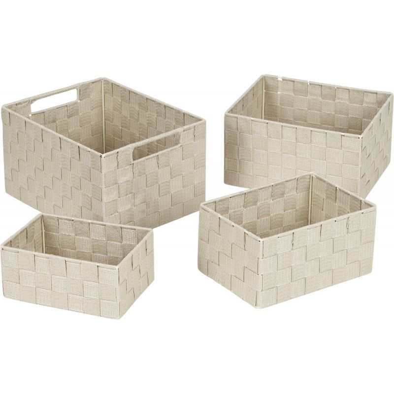Home Impressions 4-Piece Woven Storage Basket Set Beige