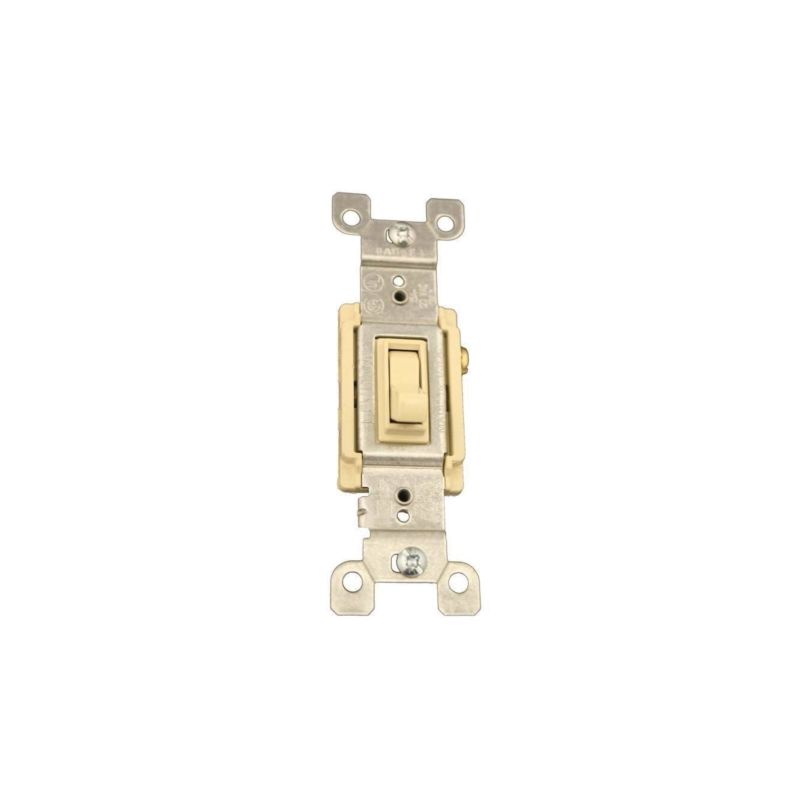 Leviton 1453-2I Switch, 15 A, 120 V, 3 -Position, Push-In Terminal, Thermoplastic Housing Material, Ivory Ivory
