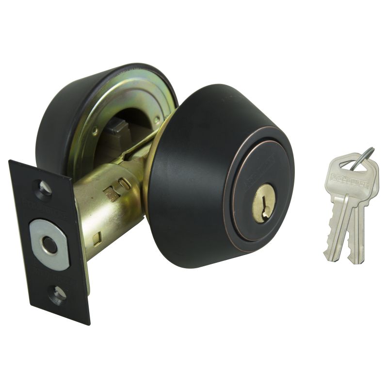 ProSource DBX2V-PS Deadbolt, 3 Grade, Aged Bronze, 2-3/8 to 2-3/4 in Backset, KW1 Keyway, 1-3/8 to 1-3/4 in Thick Door