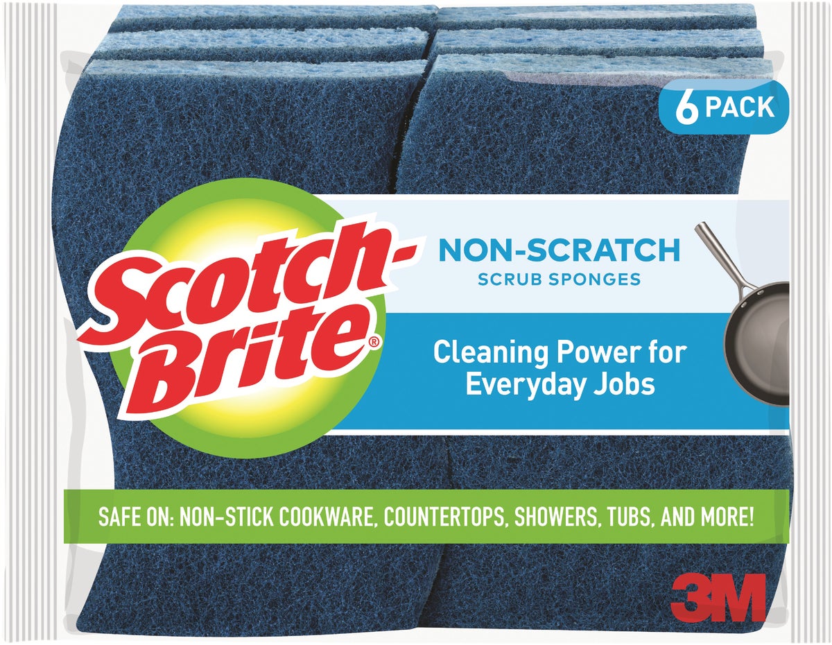 Scotch Brite Sponges, Scrub, Non Scratch, 6 Pack, Cleaning