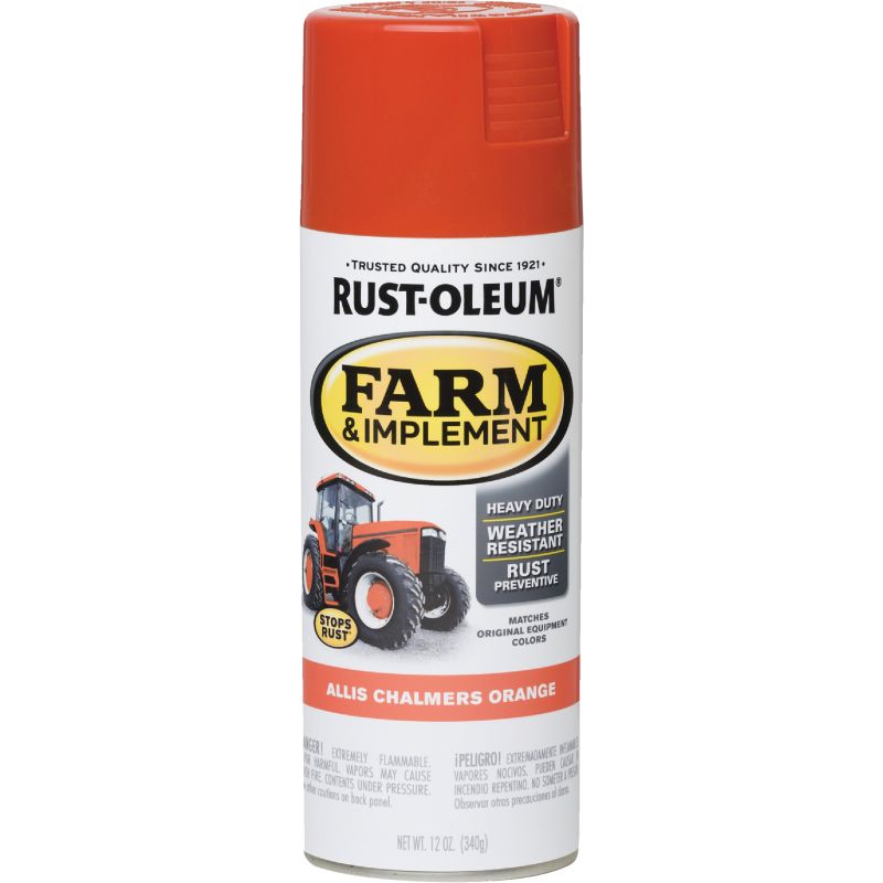 Rust-Oleum Farm &amp; Implement Spray Paint 12 Oz., Allis Chambers Orange
