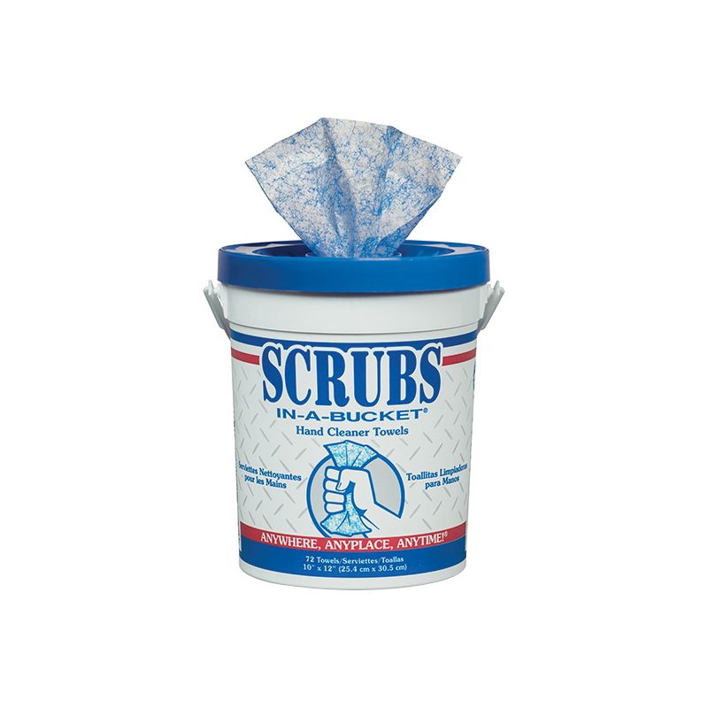 Scrubs In-A-Bucket 42274 Hand Cleaner Towel, 12 in L, 10 in W, Citrus, Polypropylene Blue