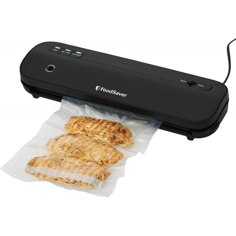 FoodSaver Space-Saving Vacuum Sealer with Bags and Roll Black in 2023