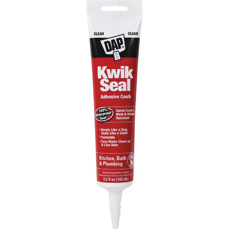Dap Kwik Seal Kitchen &amp; Bath Adhesive Caulk Clear, 5.5 Oz.