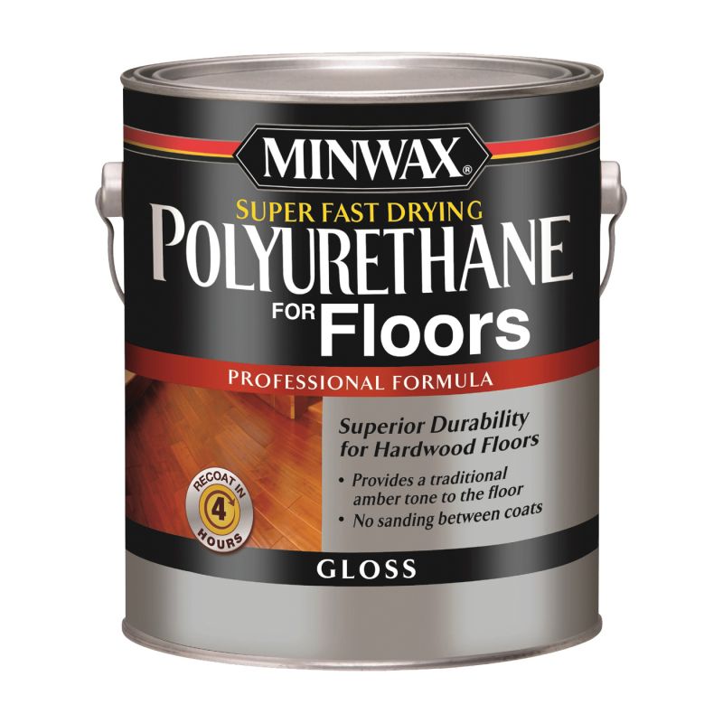 Minwax 130200000 Polyurethane, Gloss, Liquid, Clear, 1 gal, Can Clear