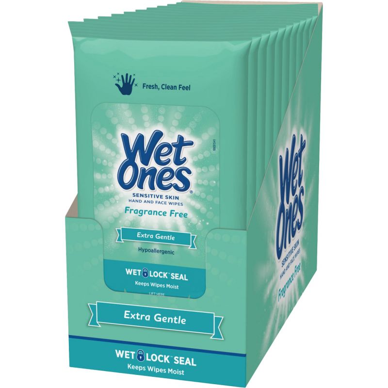 Wet Ones Sensitive Skin Hand and Face Wipes (Pack of 10)