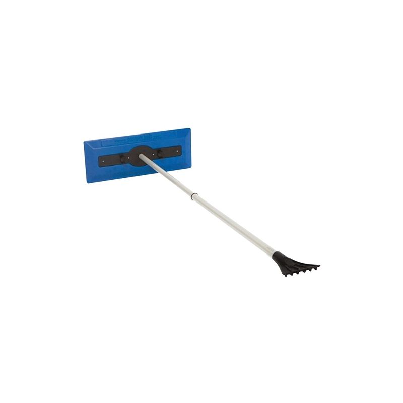 Snow Joe SJBLZD Snow Broom, 7 in W Blade, Polyethylene Blade, 18 in OAL, 30 to 49 in L Handle, Aluminum Handle Blue