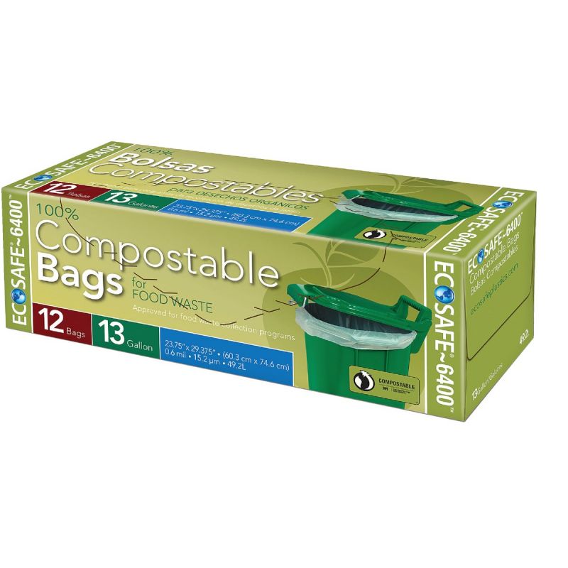 EcoSafe-6400 Compostable Food Waste Trash Bag 13 Gal., Green