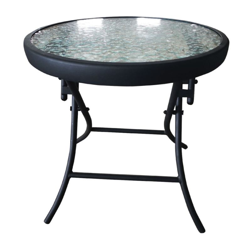 Seasonal Trends 50393 End Table, 16 in W, 15-3/4 in D, Steel Frame, Round Table, Glass/Steel Table