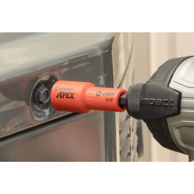 Crescent APEX u-GUARD CAUGN2DHX20 Covered Magnetic Nutsetter, 5/16 in Drive, 2.56 in L, Hex Shank