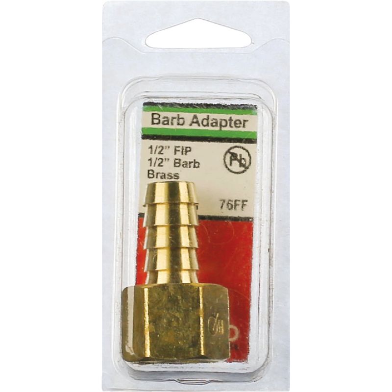 Lasco Brass Hose Barb X Female Pipe Thread Adapter 1/2&quot; FPT X 1/2&quot; Hose Barb