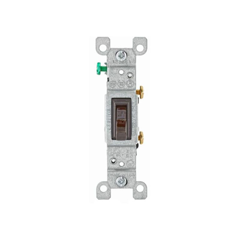 Leviton 1451-2 Switch, 15 A, 120 V, Push-In Terminal, Thermoplastic Housing Material, Brown Brown