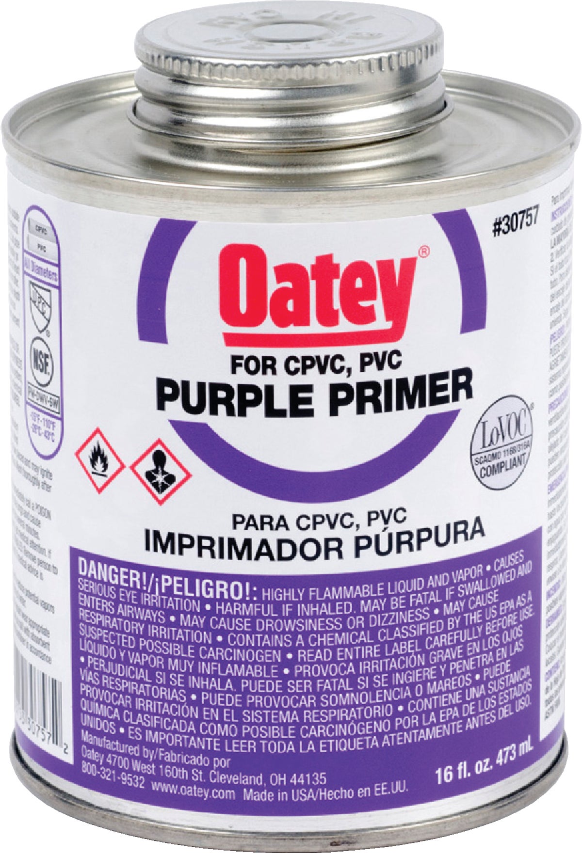 Buy Oatey Purple Pipe and Fitting Primer for PVC/CPVC 16 Oz., Purple Tinted