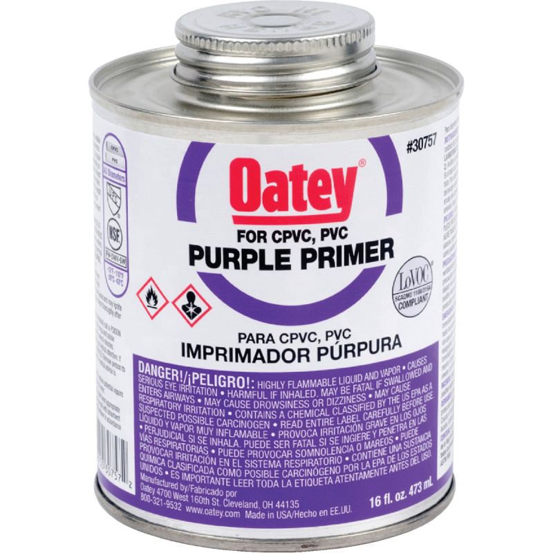 Oatey Purple Pipe and Fitting Primer for PVC/CPVC 16 Oz., Purple Tinted