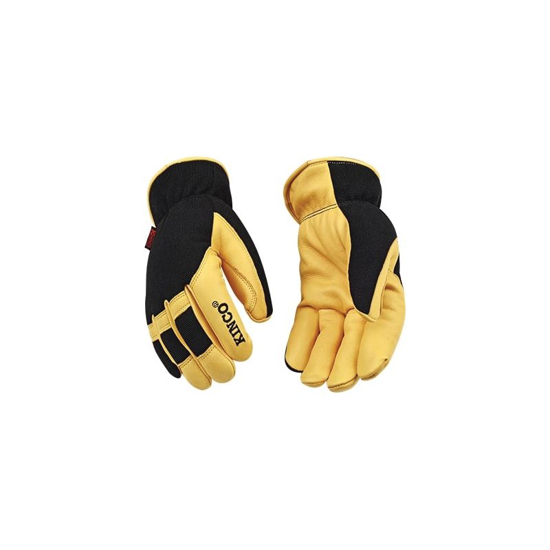 KincoPro 101HK-XL Safety Gloves, Men&#039;s, XL, Wing Thumb, Shirred Elastic Wrist Cuff, Polyester/Spandex Back, Gold XL, Gold
