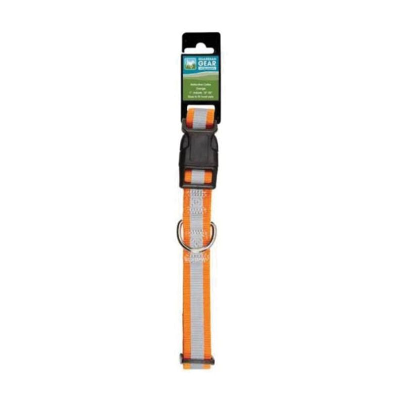 Guardian Gear ZA984 14 69 Reflective Dog Collar, Buckle Link, 14 to 20 in L, 5/8 in W, Nylon, Orange Orange