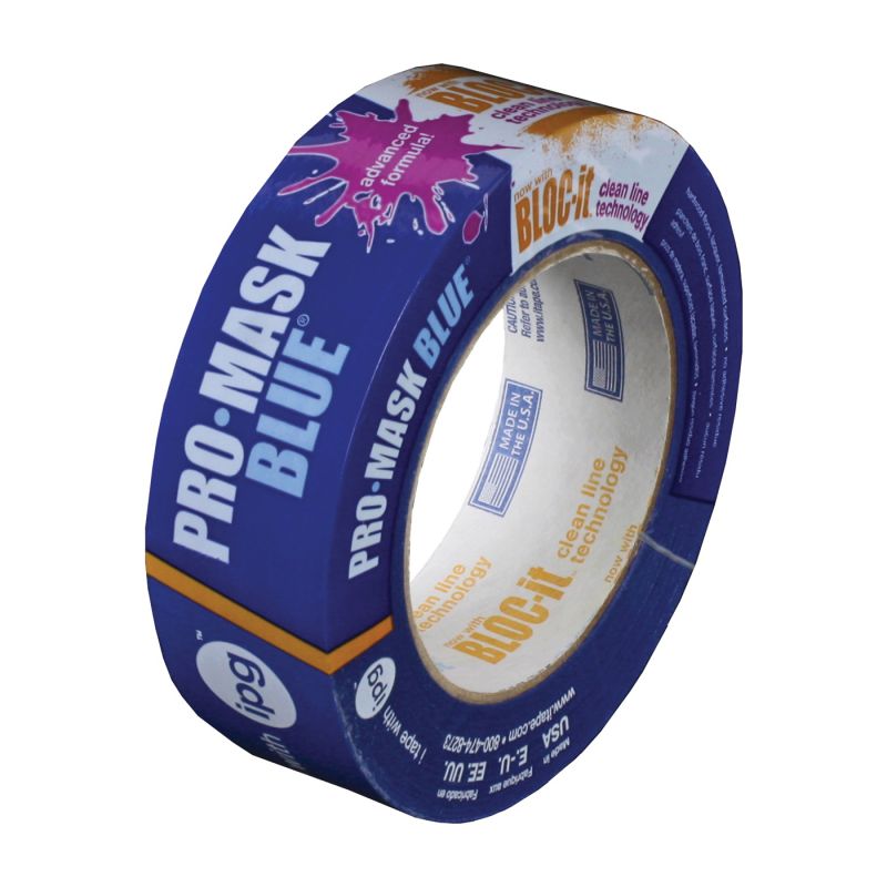IPG 9532-1.5 Masking Tape, 60 yd L, 1.4 in W, Crepe Paper Backing, Blue Blue