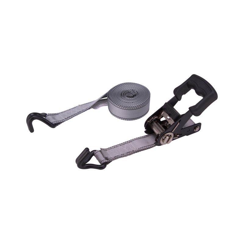 ProSource FH64059 Tie-Down, 1-1/4 in W, 16 in L, Gray, J-Hook End Fitting, Steel End Fitting Gray