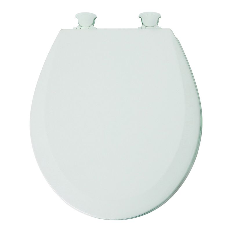 Mayfair 41ECDG-000 Toilet Seat, Round, Wood, White, Twist Hinge White