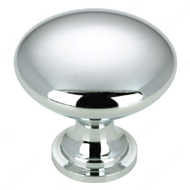 Richelieu BP9041140 Cabinet Knob, 1-3/32 in Projection, Metal, Chrome-Plated 1-3/16 In Dia, Contemporary