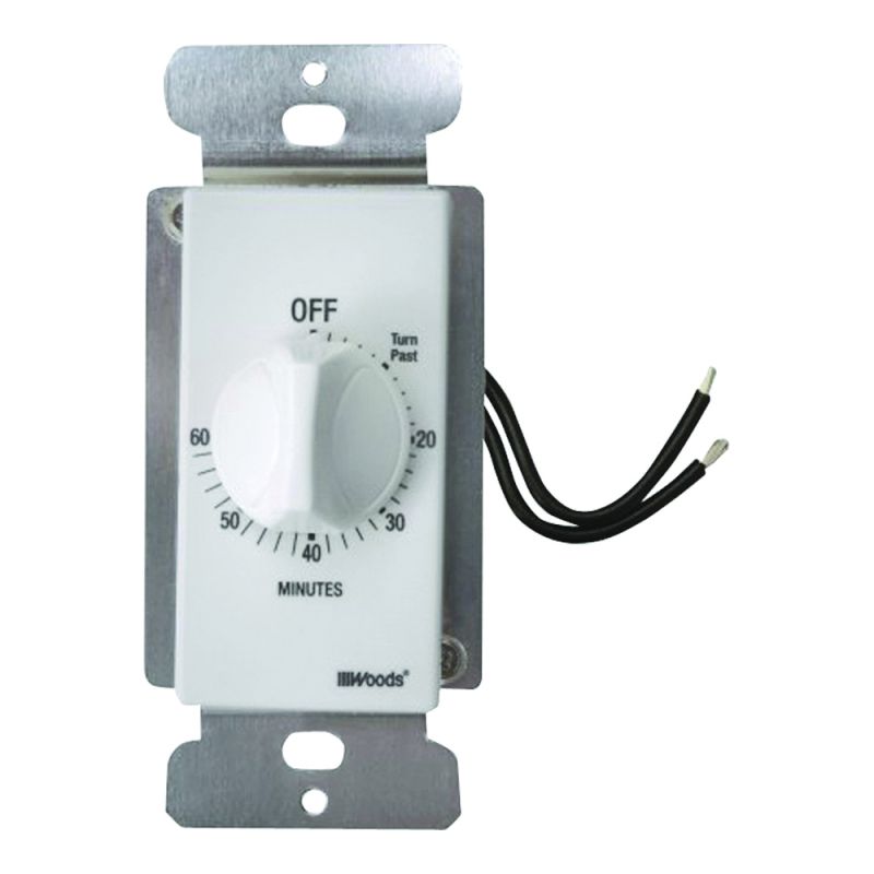 Woods 59717 Countdown Timer, 20 A, 125 V, 2500 W, 60 min Time Setting, 6 On/Off Cycles Per Day Cycle, White White