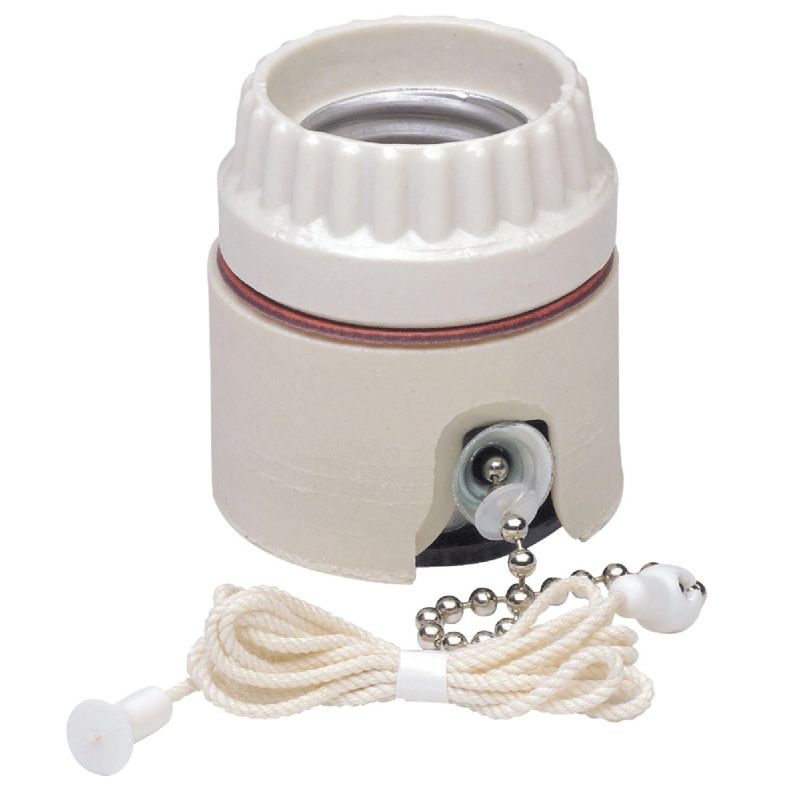 Leviton Pull Chain Lamp Socket White Porcelain
