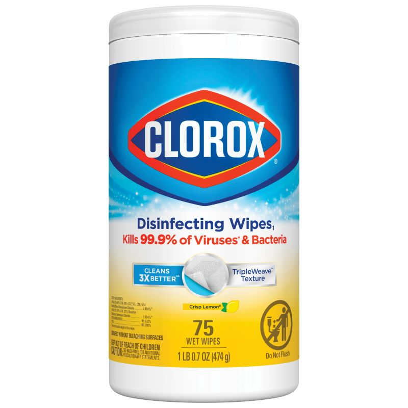 Clorox 01628 Disinfecting Wipes, Can, Liquid, Citrus, White White