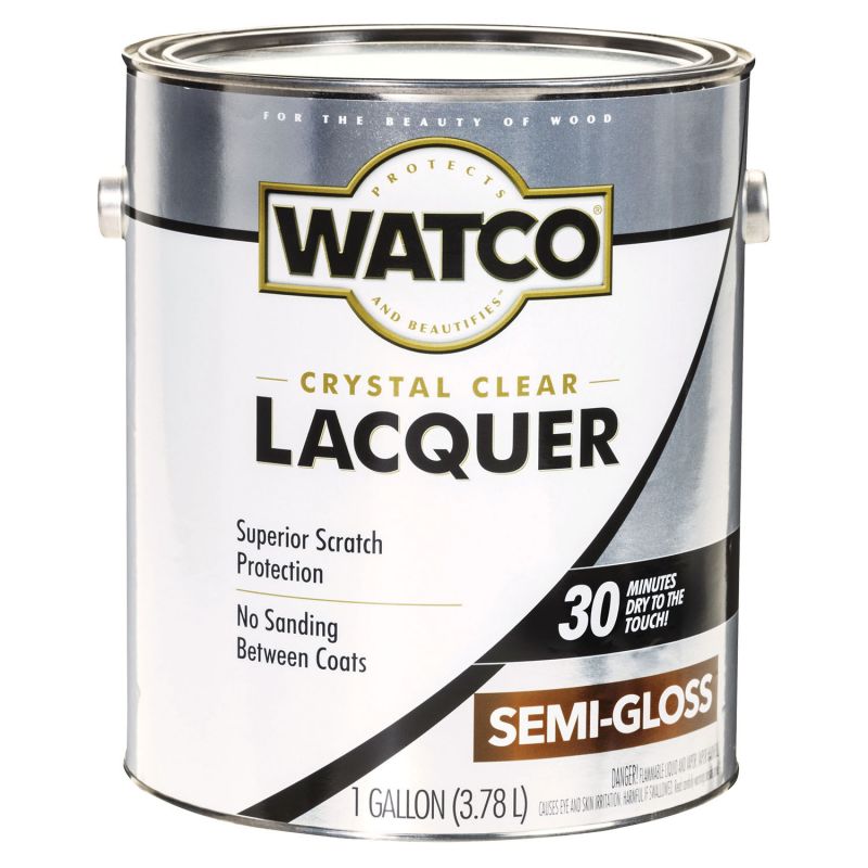 WATCO 63131 Lacquer, Semi-Gloss, Liquid, Clear, 1 gal, Can Clear