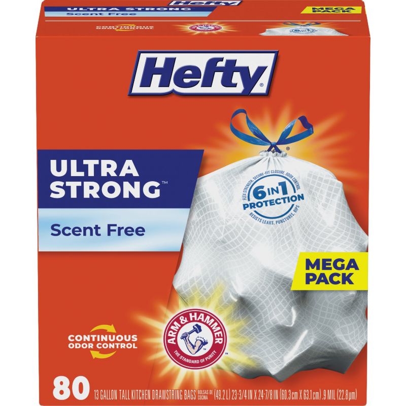 Hefty Ultra Strong Tall Kitchen And Trash Bags, 13 Gal, 0.9 Mil