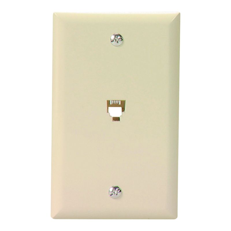 Eaton Wiring Devices 3532-4V Telephone Jack with Wallplate, Thermoplastic Housing Material, Ivory Ivory