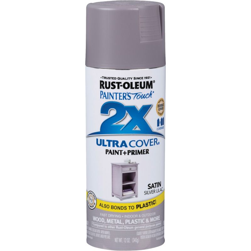 Rust-Oleum Painter&#039;s Touch 2X Ultra Cover Paint + Primer Spray Paint Silver Lilac, 12 Oz.