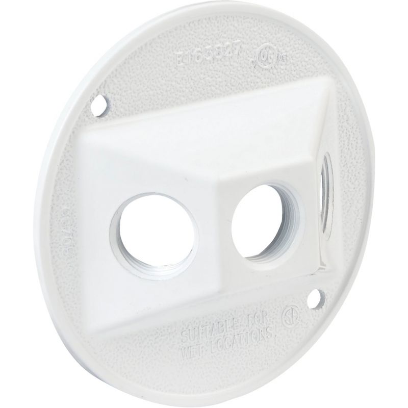 Bell Round Cluster Weatherproof Outdoor Box Cover 3-Outlet, White