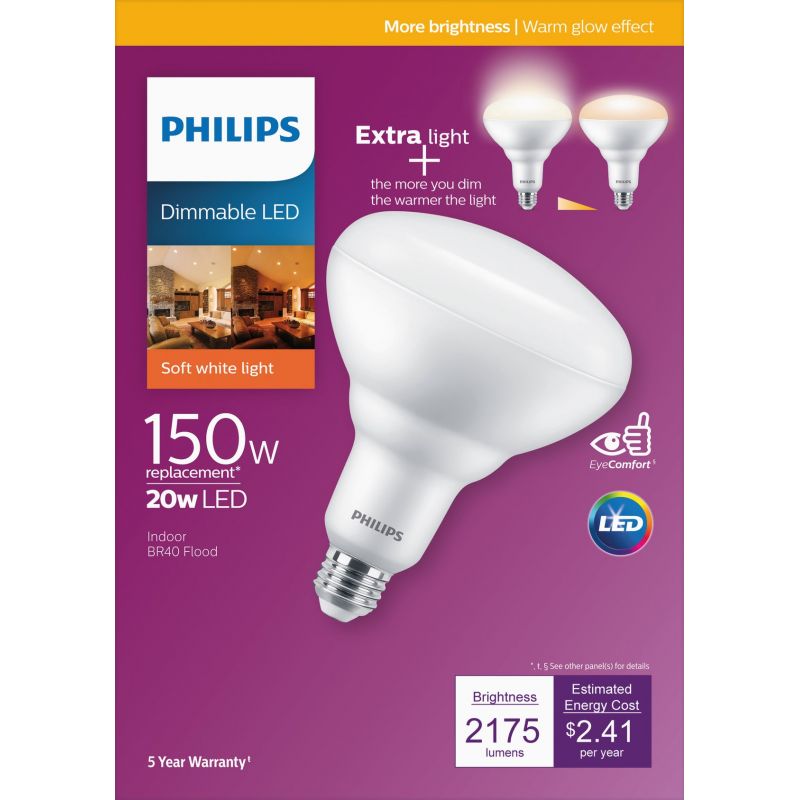 Philips Warm Glow BR40 Medium Dimmable LED Floodlight Light Bulb