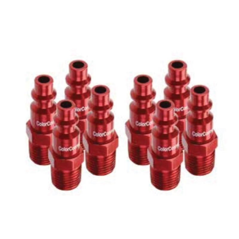 ColorConnex A73440D-8PK Plug, 1/4 in, MNPT, Aluminum/Steel Red