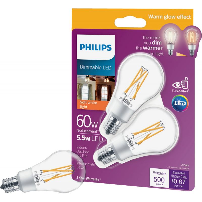 Philips Warm Glow A15 E17 Base LED Light Bulb