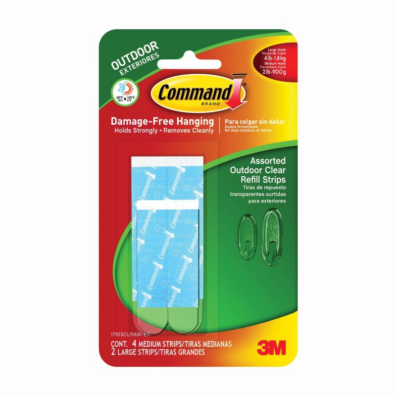 Command 17615CLRAW-ES Refill Strip, 1/32 in Thick, Clear, 4 lb Clear