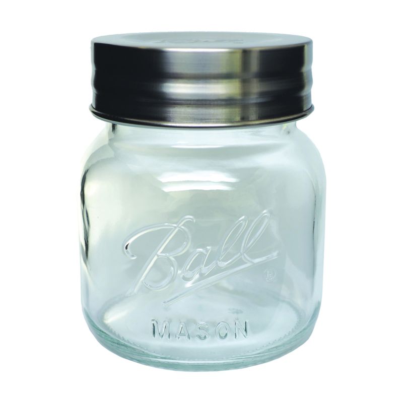 Ball 1440070017 Storage Canning Jar, 64 oz Capacity, Glass, Clear, 5-3/4 in W, 6-1/2 in H 64 Oz, Clear (Pack of 2)