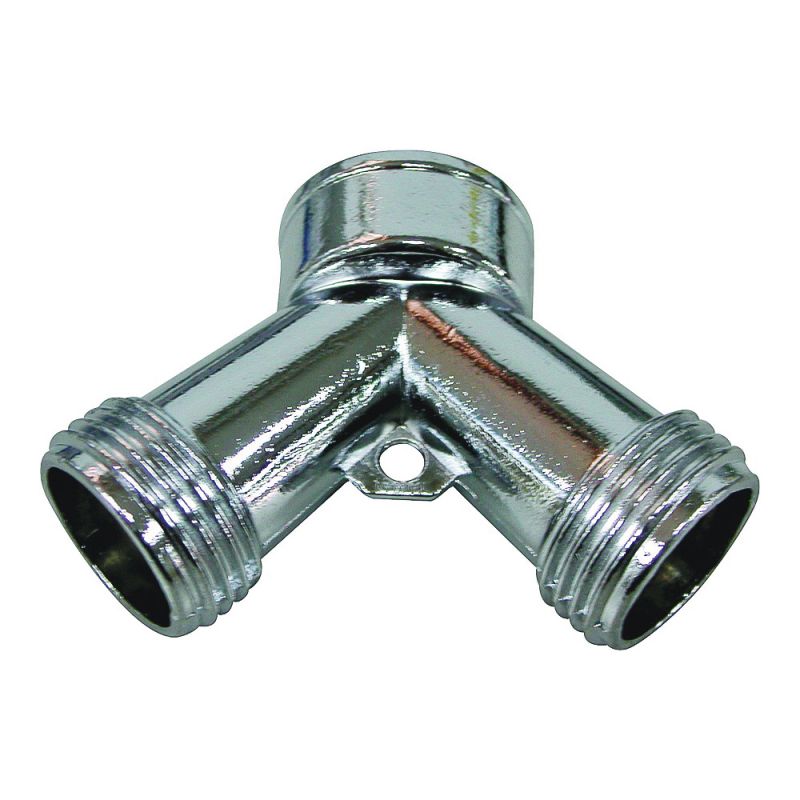 ProSource PMB-064 Y-Connector, 3/4 in x 3/4 in, Metal, Chrome, For: Garden Hose Chrome