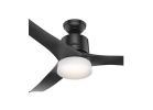 Hunter 59375 Ceiling Fan, 3-Blade, Black Housing, Black Blade, 54 in Sweep, Plastic Blade, 3-Speed, With Lights: Yes