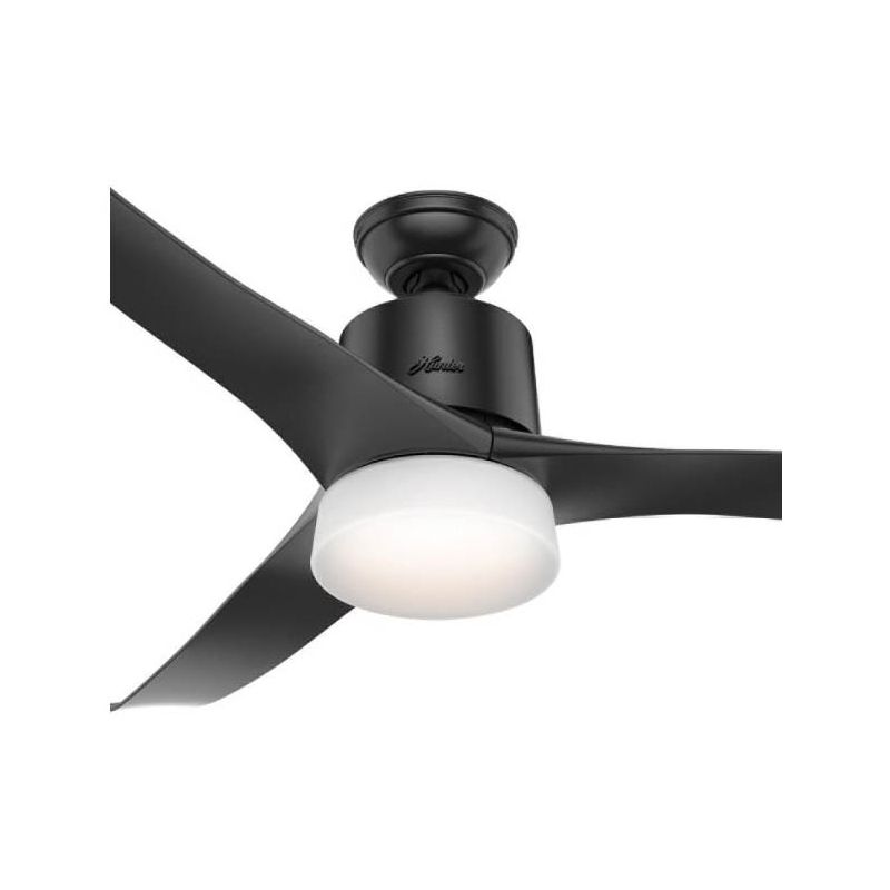 Hunter 59375 Ceiling Fan, 3-Blade, Black Housing, Black Blade, 54 in Sweep, Plastic Blade, 3-Speed, With Lights: Yes