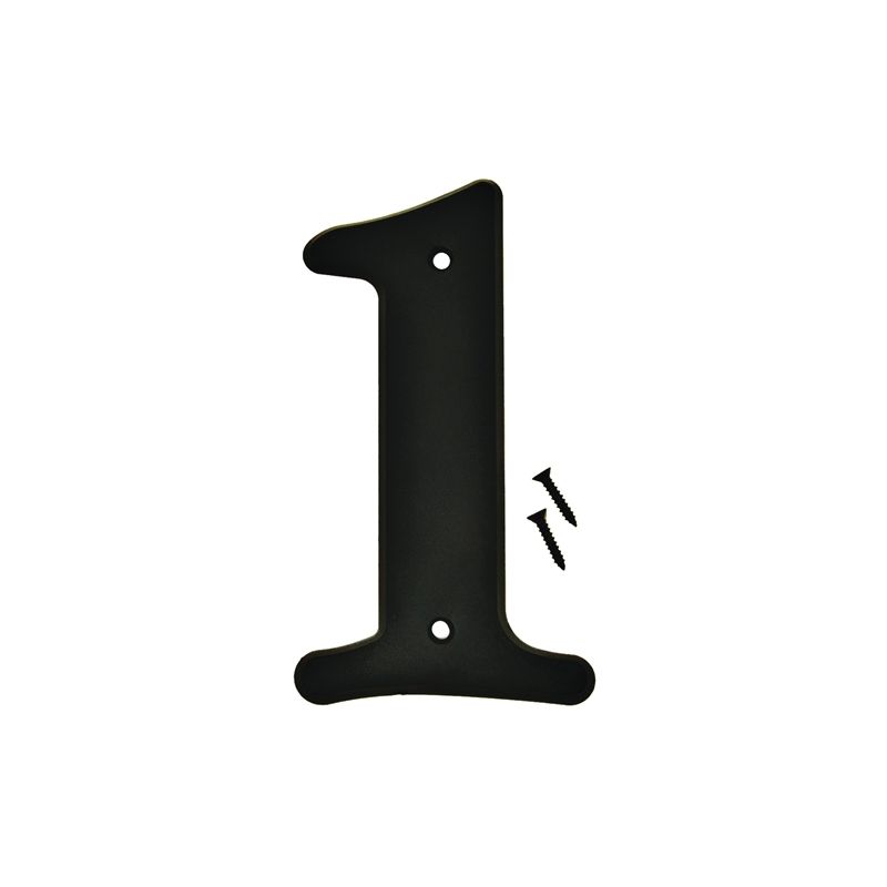 Hy-Ko 30200 Series 30201 House Number, Character: 1, 6 in H Character, Black Character, Plastic