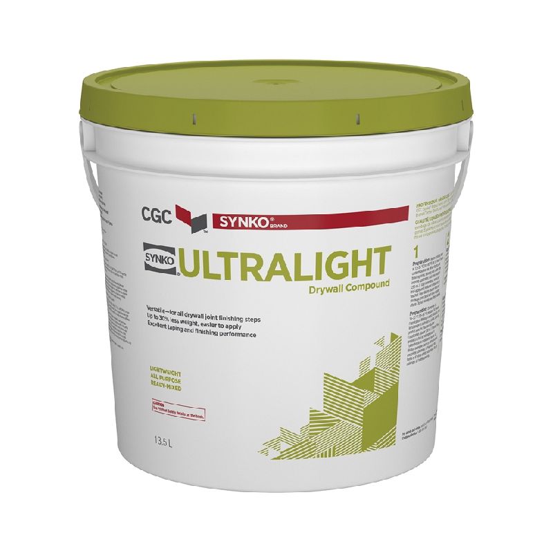Synko UltraLight 330130 Drywall Compound, Paste, Off White, 13.5 L Off White