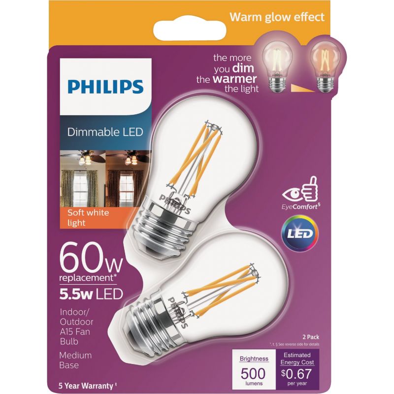 Philips Warm Glow A15 Medium Dimmable LED Light Bulb